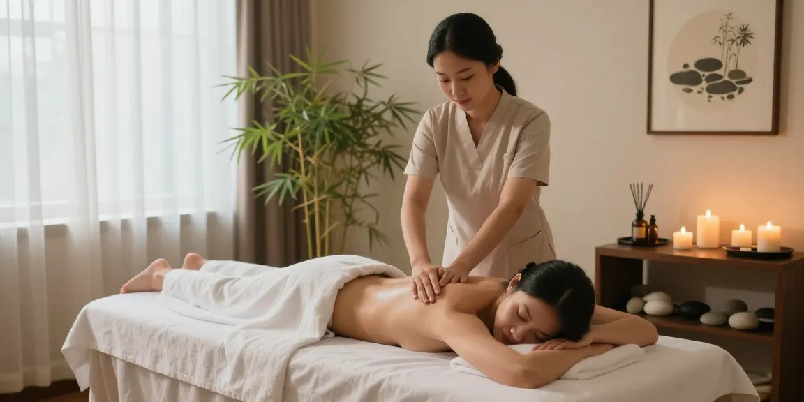 Relaxation during 부천출장안마 massage therapy session in serene spa.