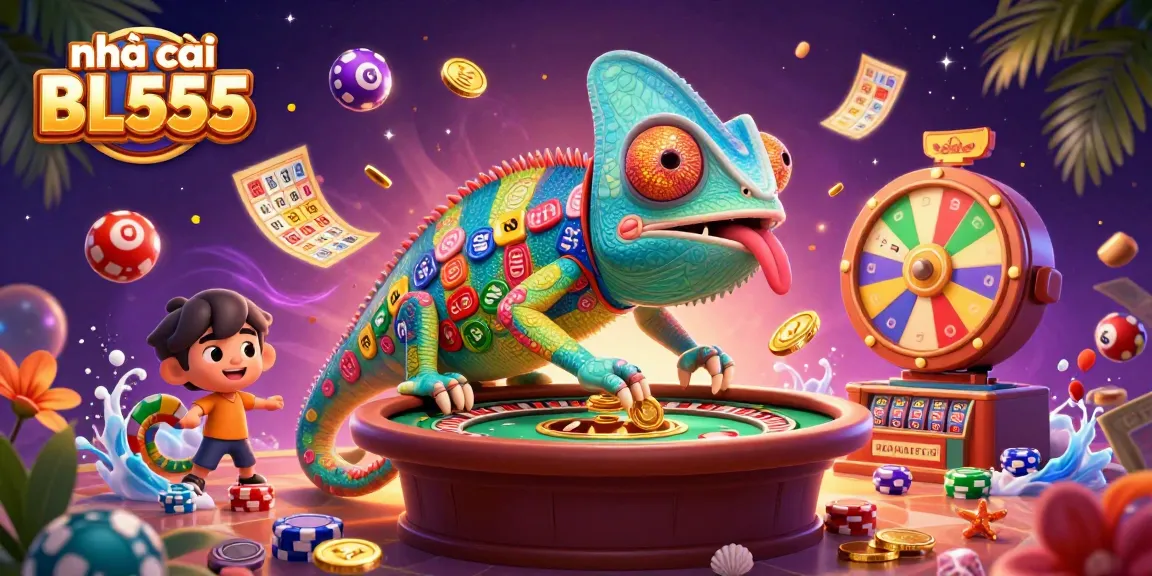 Experience the vibrant world of nhà cái BL555 with a colorful casino scene filled with excitement.
