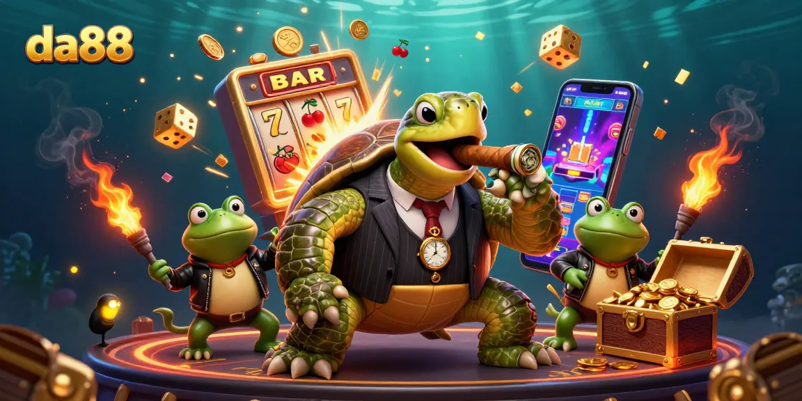 Win big at da88 with a vibrant casino scene featuring a snapping turtle in style.