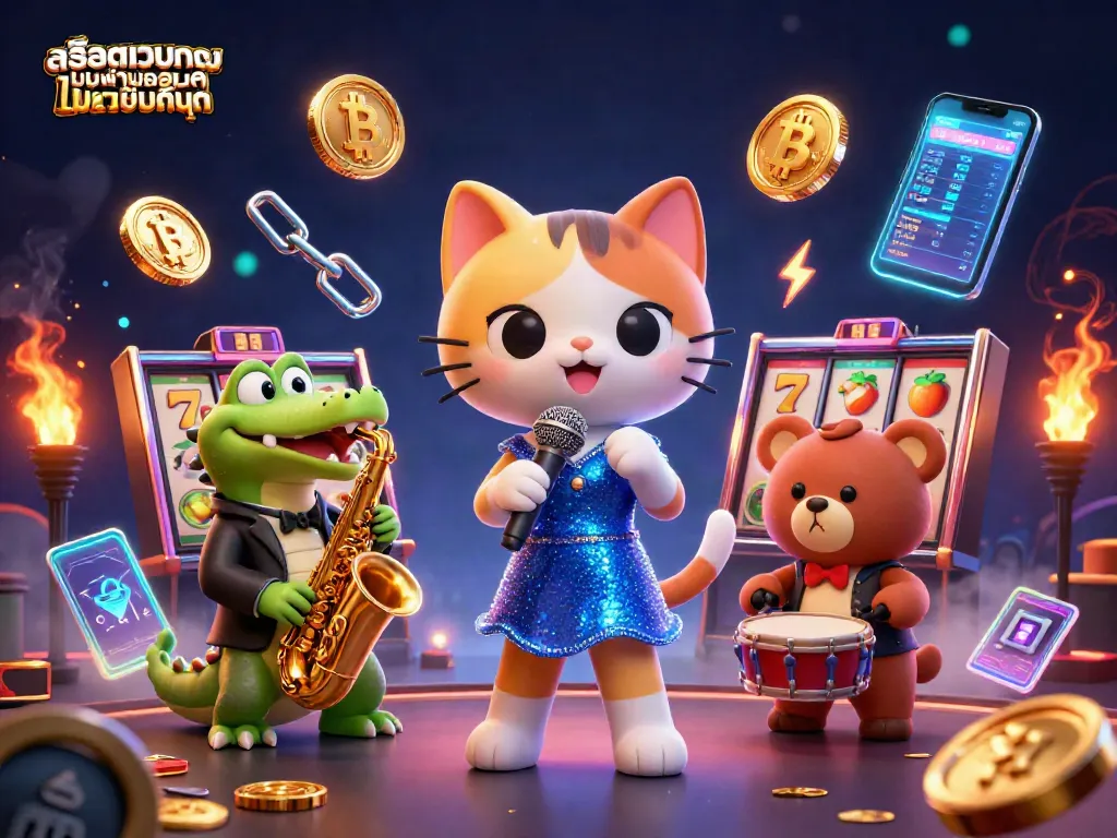 เล่นสล็อตเว็บตรงไม่ผ่านเอเย่นต์ไม่มีขั้นต่ําด้วยภาพ 3D ของแมวที่ร้องเพลง แจ๊สบนเวทีคาสิโน