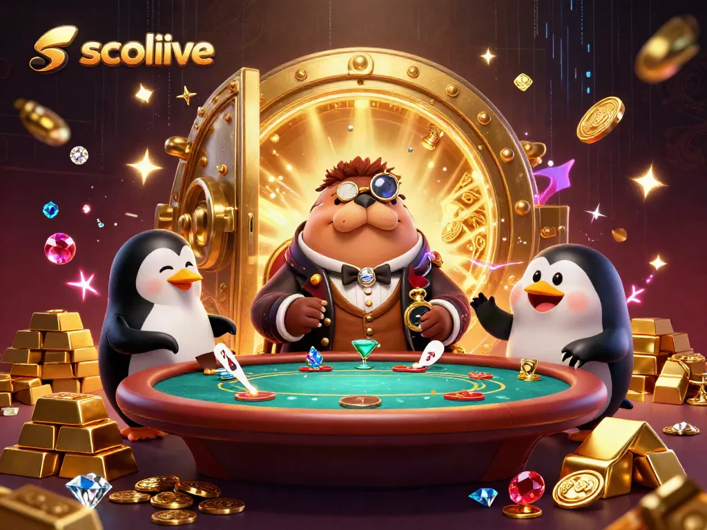 Socolive enchants players with a vibrant underwater casino scene, depicted by a jolly walrus and his friends.