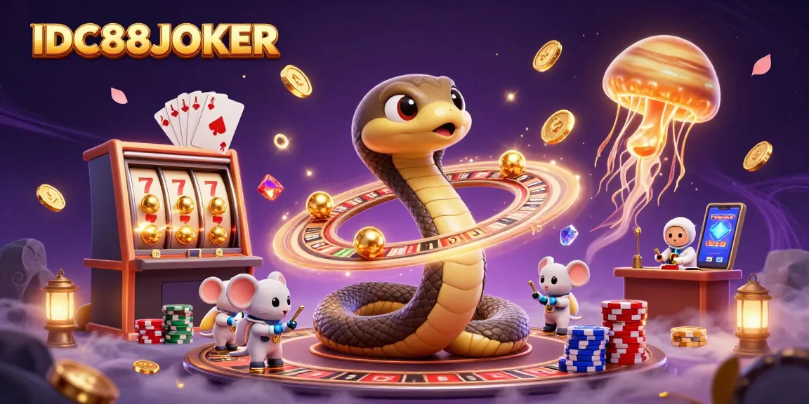 Bet on a vibrant jackpot with IDC88JOKER showcasing an engaging cosmic casino scene.