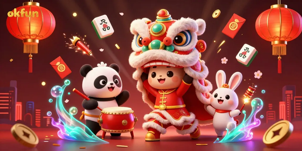 Spin and win with okfun in this vibrant 3D illustration featuring dynamic casino elements.