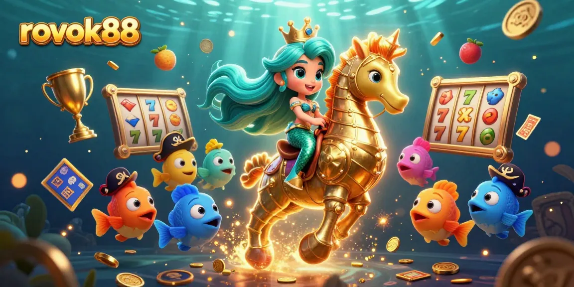 Engage with exciting rokok88 slot gameplay featuring charming mermaid characters in a dynamic casino scene.