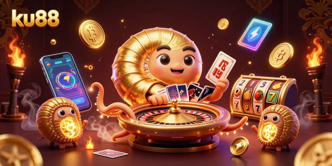 Experience ku88 excitement with ancient nautilus and glowing crypto in vibrant casino scene.