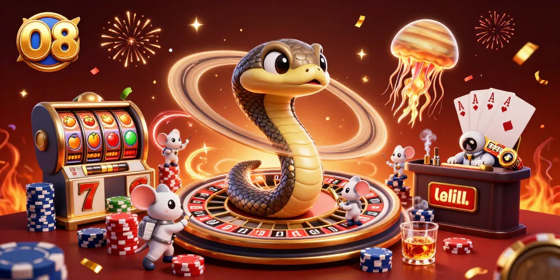 Experience the thrill of O8 as players bet on a cosmic roulette with vibrant slot game elements.