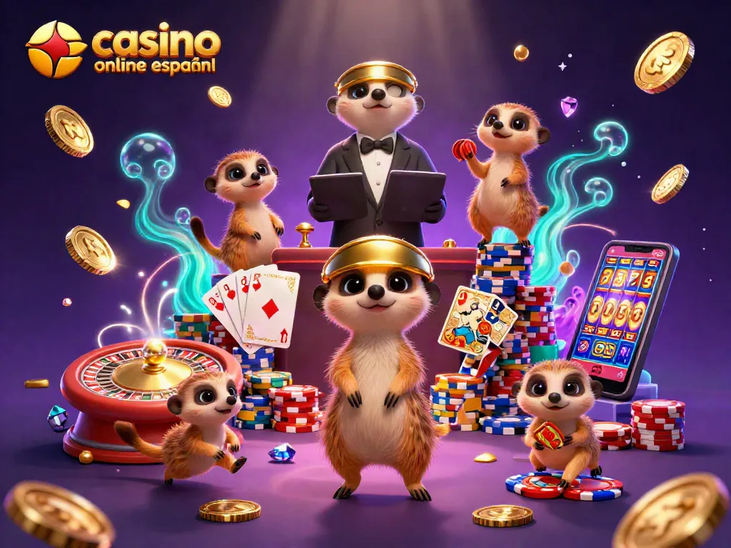 Disfruta de la emoción del casino online español con una divertida colonia de suricatas que corren un casino.