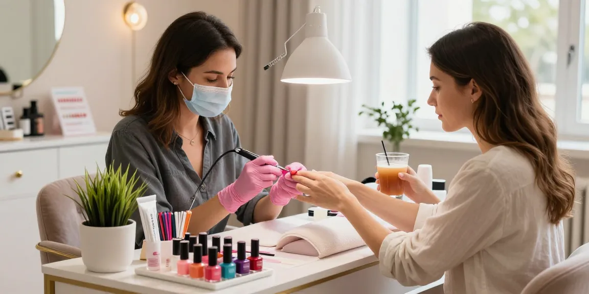 Vibrant manicure process showcasing Paradise Nail Beauty's hygienic, luxurious services in a serene salon.