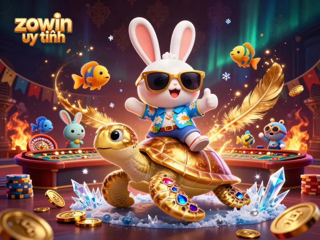 Play thrilling games at zowin uy tín with our cheerful characters in a lively casino scene.