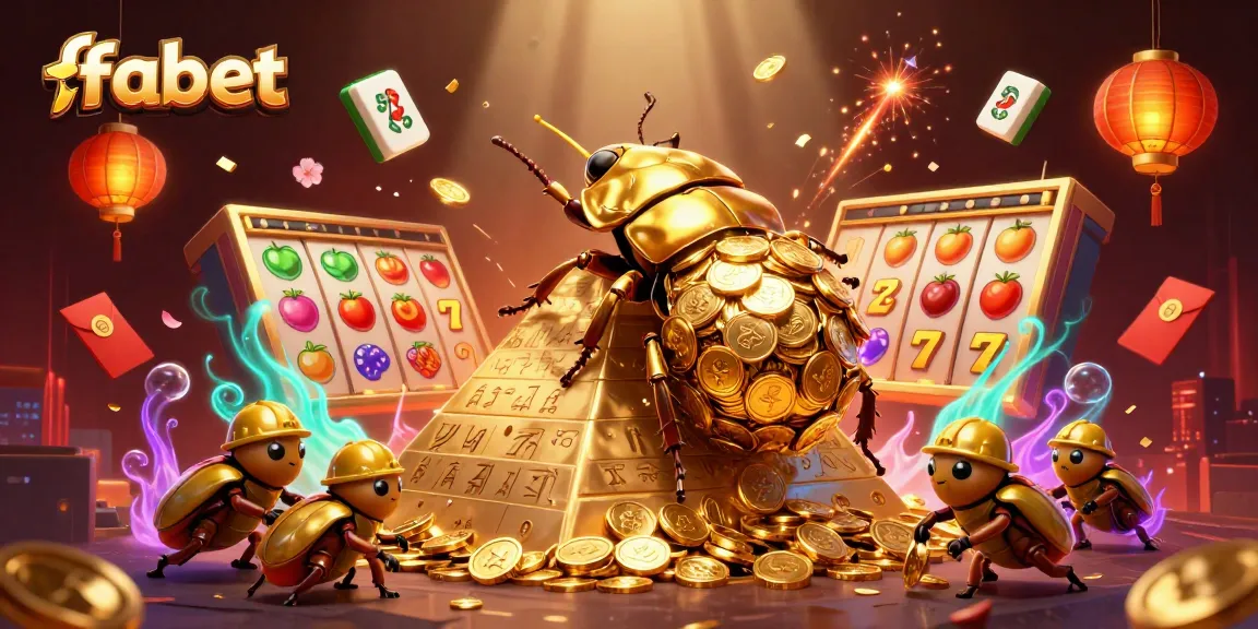 Engage with fabet's dynamic gaming atmosphere featuring golden elements and vibrant casino symbols.