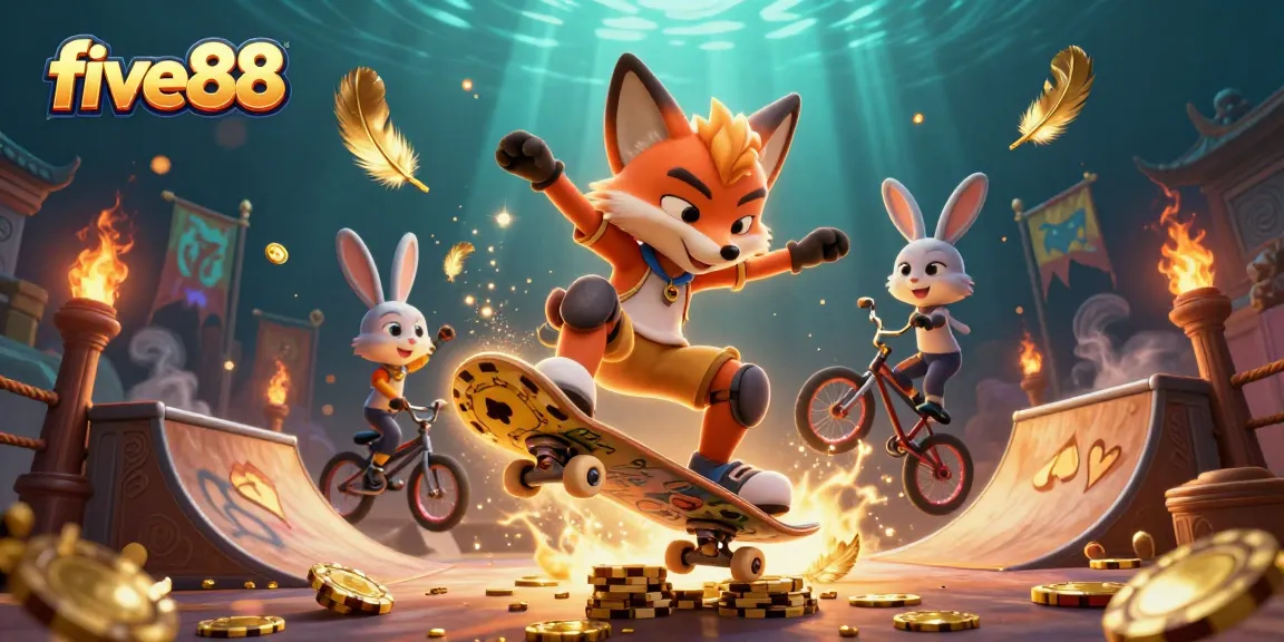 Experience thrilling action at five88 with a vibrant 3D casino scene featuring daring characters and rich visuals.