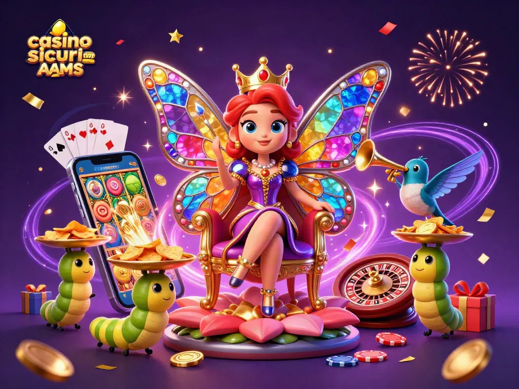 Gioca nei casino sicuri non AAMS con la regina farfalla tra slot colorate e chips dorati