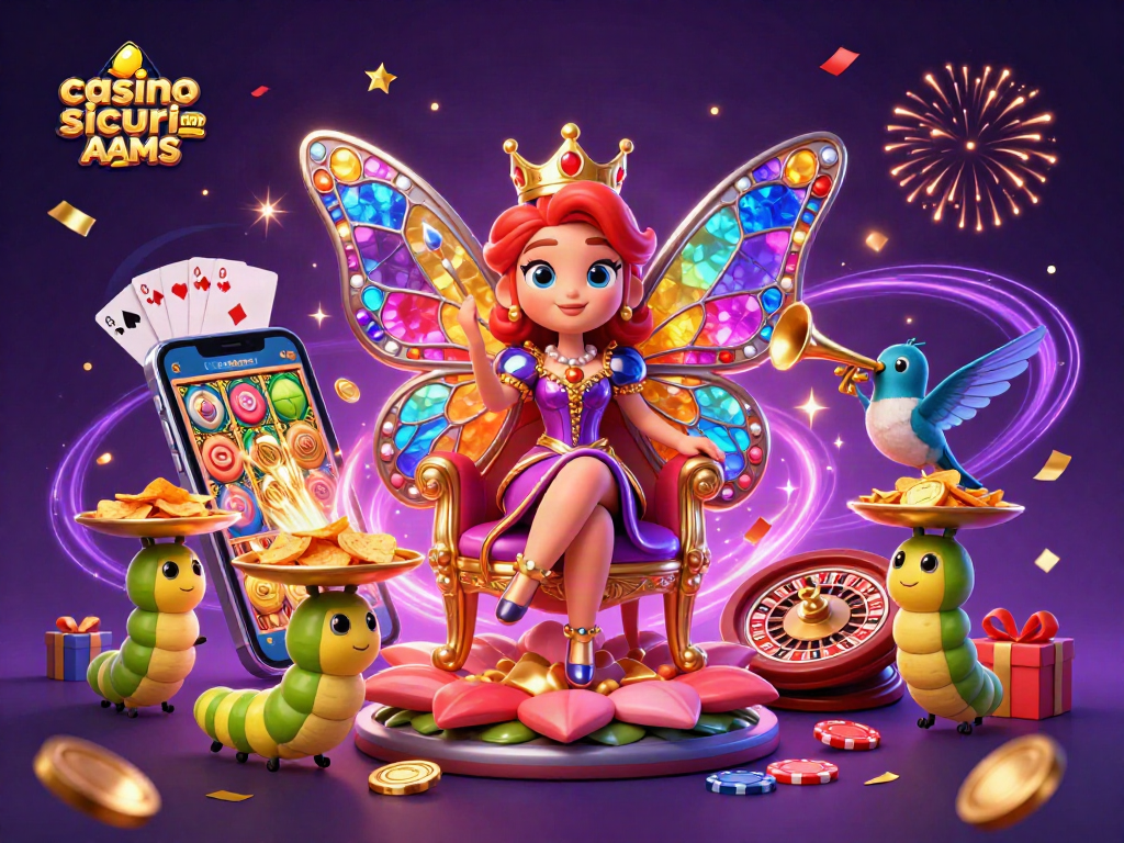 Gioca nei casino sicuri non AAMS con la regina farfalla tra slot colorate e chips dorati