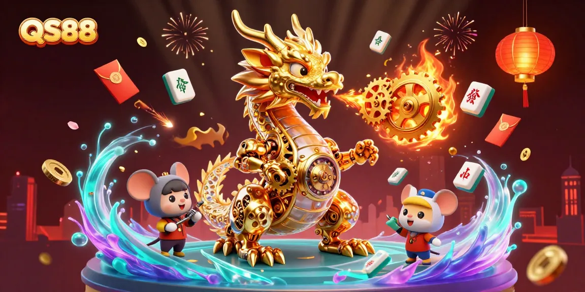 Experience thrilling gaming adventures with QS88's golden dragon and vibrant casino elements.