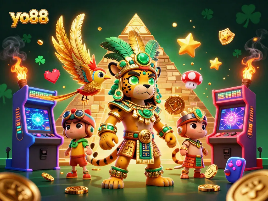 Play exciting games with yo88 in a vibrant, immersive casino-themed 3D illustration.