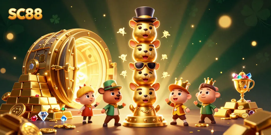 Experience SC88 like never before with golden treasures and a lively totem in this vibrant casino scene.