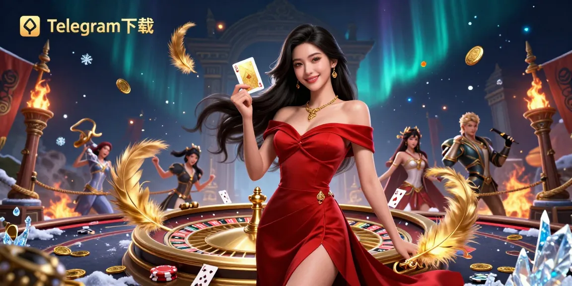在这个充满活力的赌场场景中，与金色扑克牌和轮盘一起体验Telegram下载的刺激。