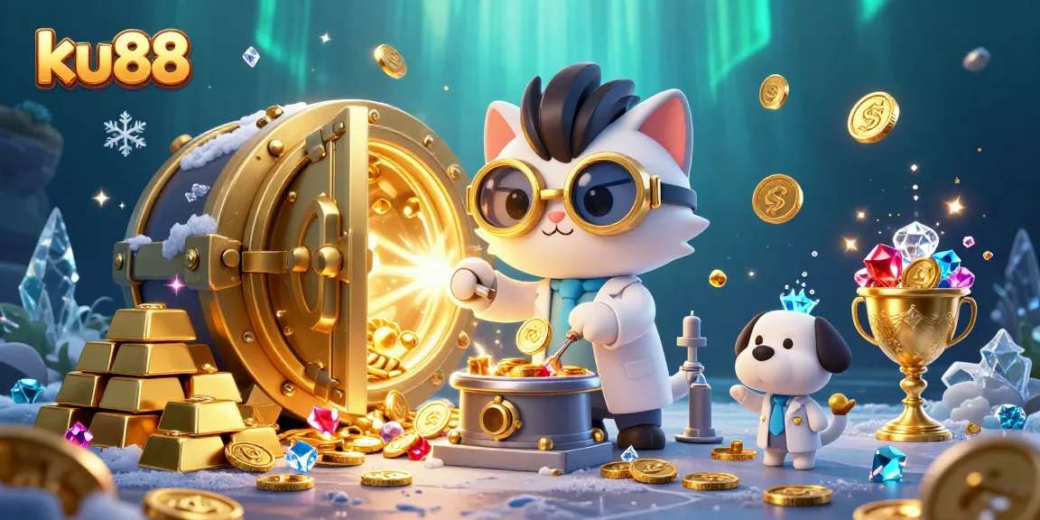 Experience exciting casino adventures with ku88's vibrant 3D illustration featuring magical treasures.
