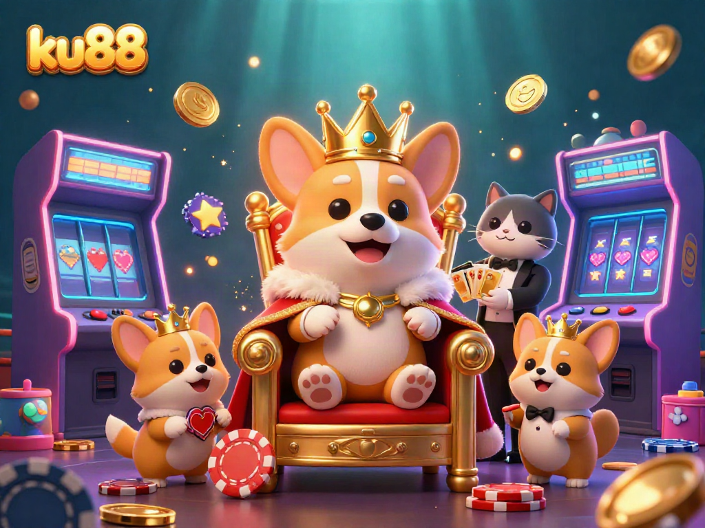 Experience the fun of ku88 with vibrant casino elements and adorable cartoon characters in action.
