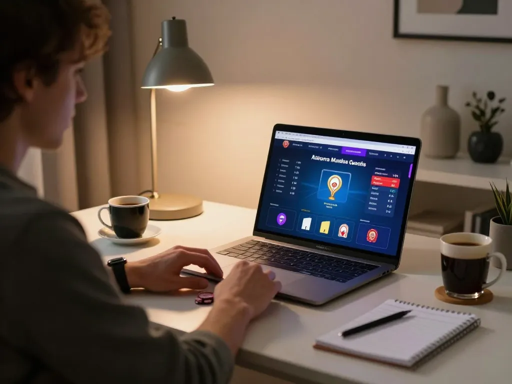 Engaging in online poker with the link chính thức SC88 in a cozy home office environment