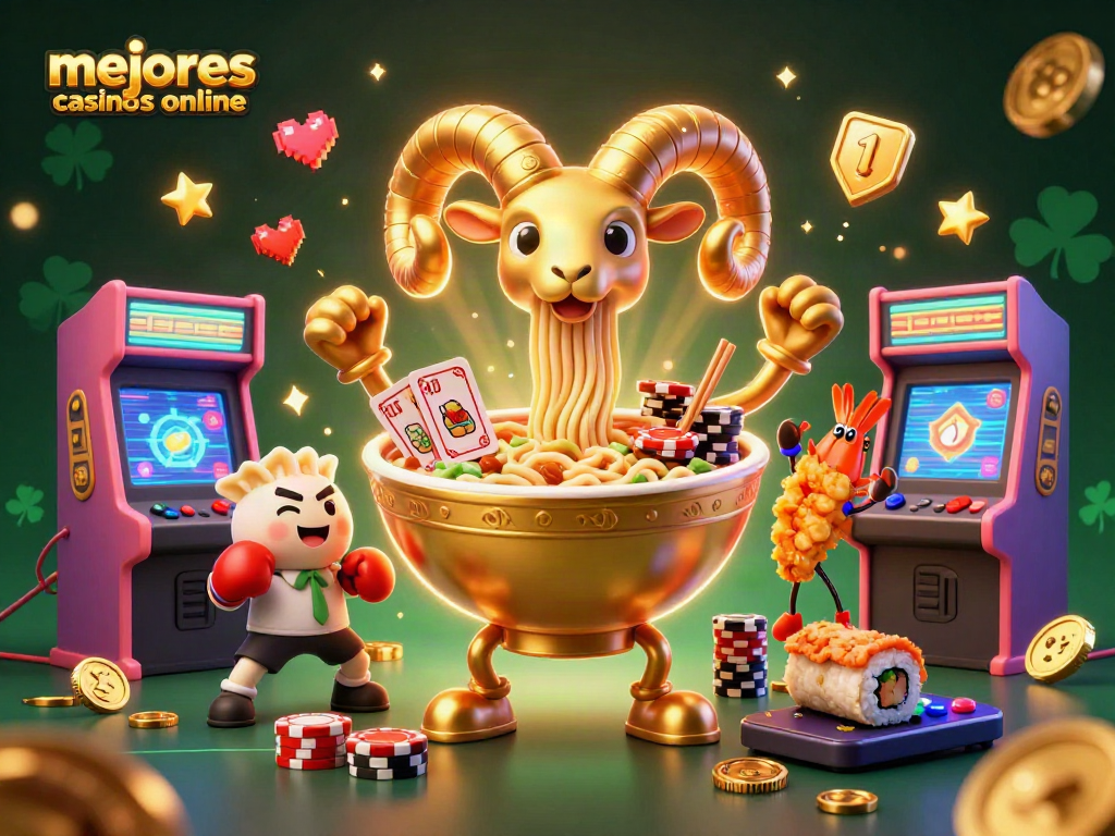 Mejores casinos online: ilustración vibrante de un casino 3D lleno de acción.