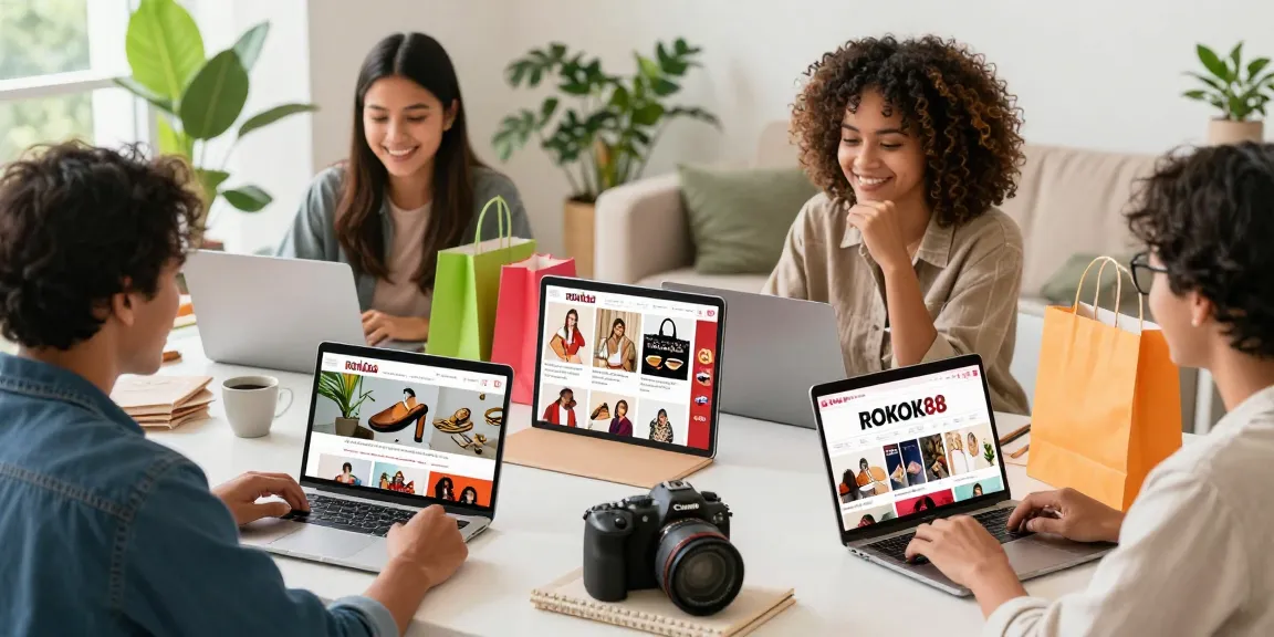 Exciting ROKOK88 online shopping experience with diverse shoppers exploring local products.