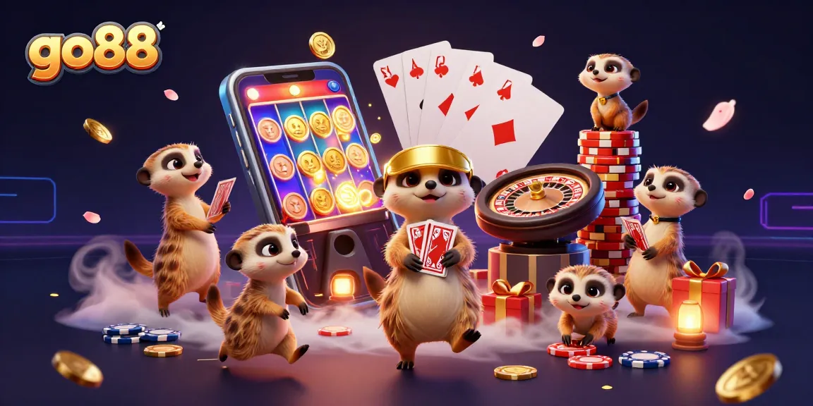 Experience the thrilling action at go88 with lively meerkats running the casino, showcasing their entertaining antics.
