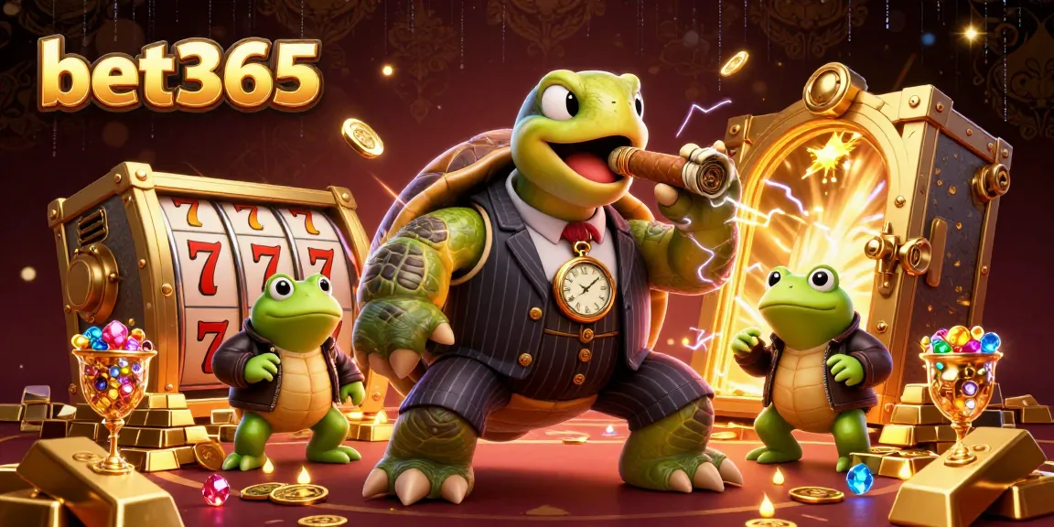 Experience exciting bets with bet365 at a vibrant, animated casino scene filled with treasures.