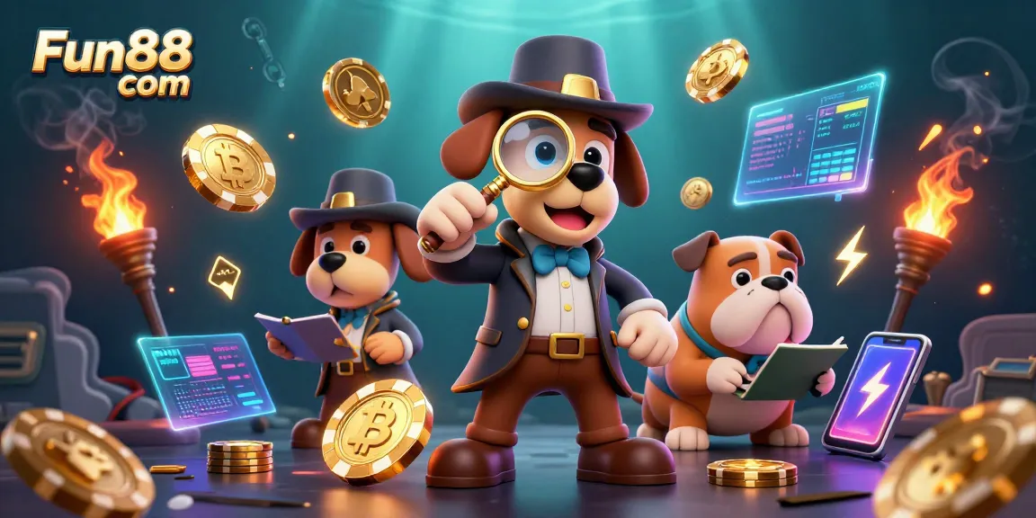 Examine golden poker chip clues at Fun88 com, showcasing vibrant cryptocurrency elements in action.