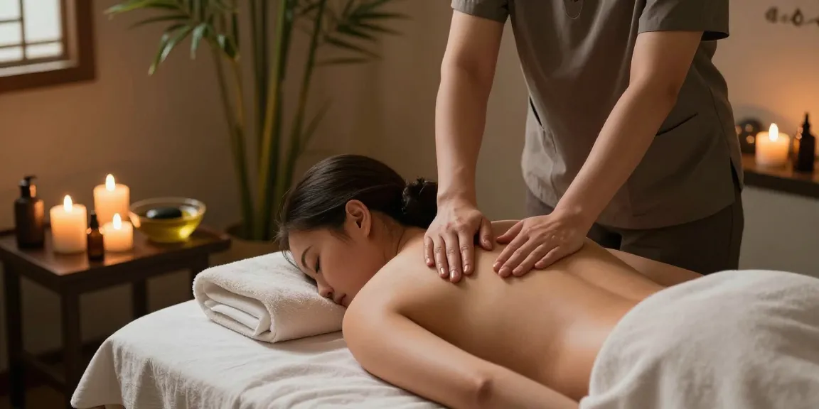 Premium 구로출장마사지 experience in a serene spa setting with calming candles and oils.
