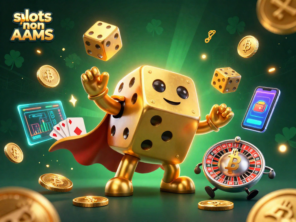 Gioca a slot non AAMS e vinci con il nostro golem di dadi dorati mentre gestisce monete di criptovaluta.