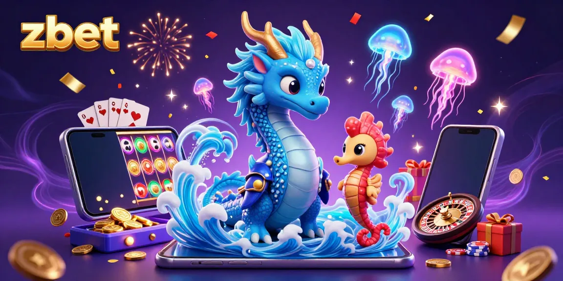 Engage with zbet, featuring a captivating 3D azure dragon and casino elements, showcasing thrilling gaming adventures.