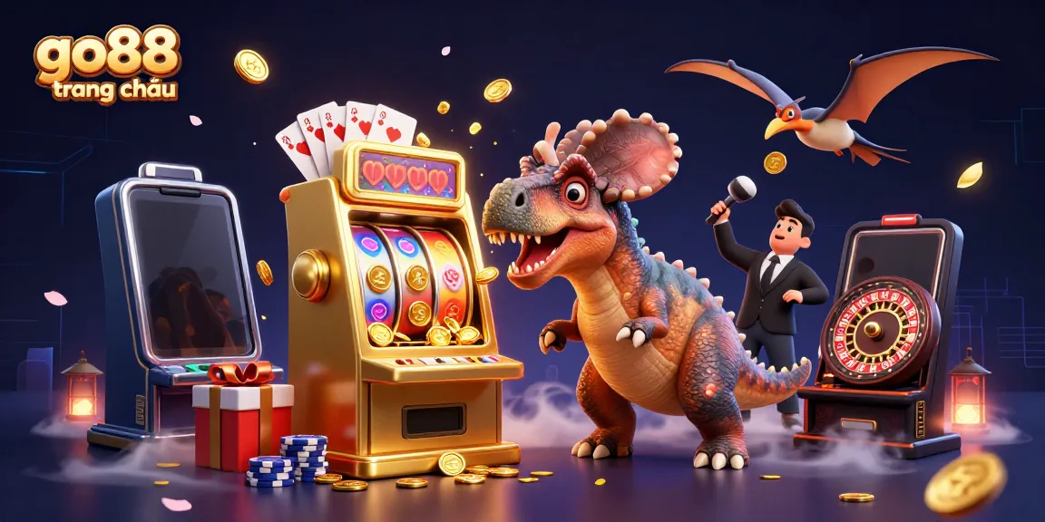 Experience thrilling action at go88 trang chủ, with dynamic casino scenes showcasing playful prehistoric characters.