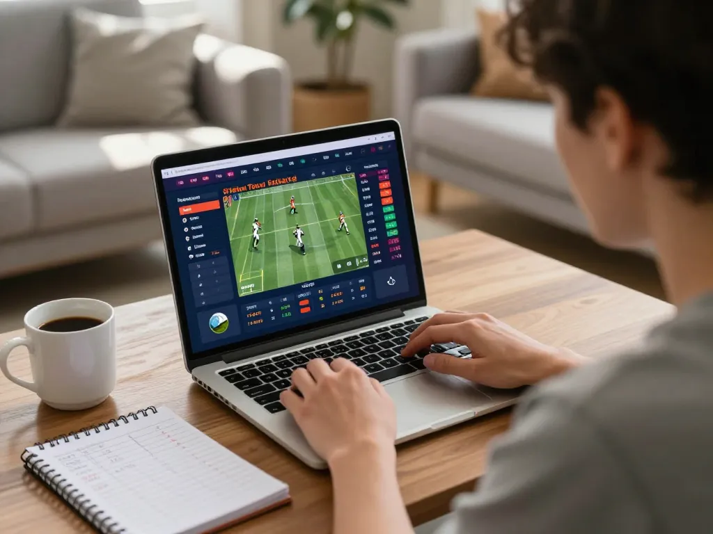 Active user placing bets on Bongdallu’s online betting platform from a cozy home workspace