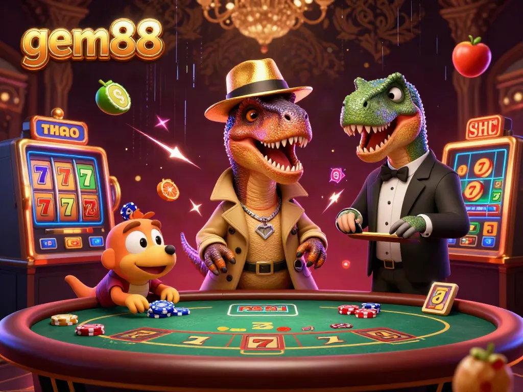 Experience thrilling gameplay at gem88 with a velociraptor card counter and stegosaurus pit boss.