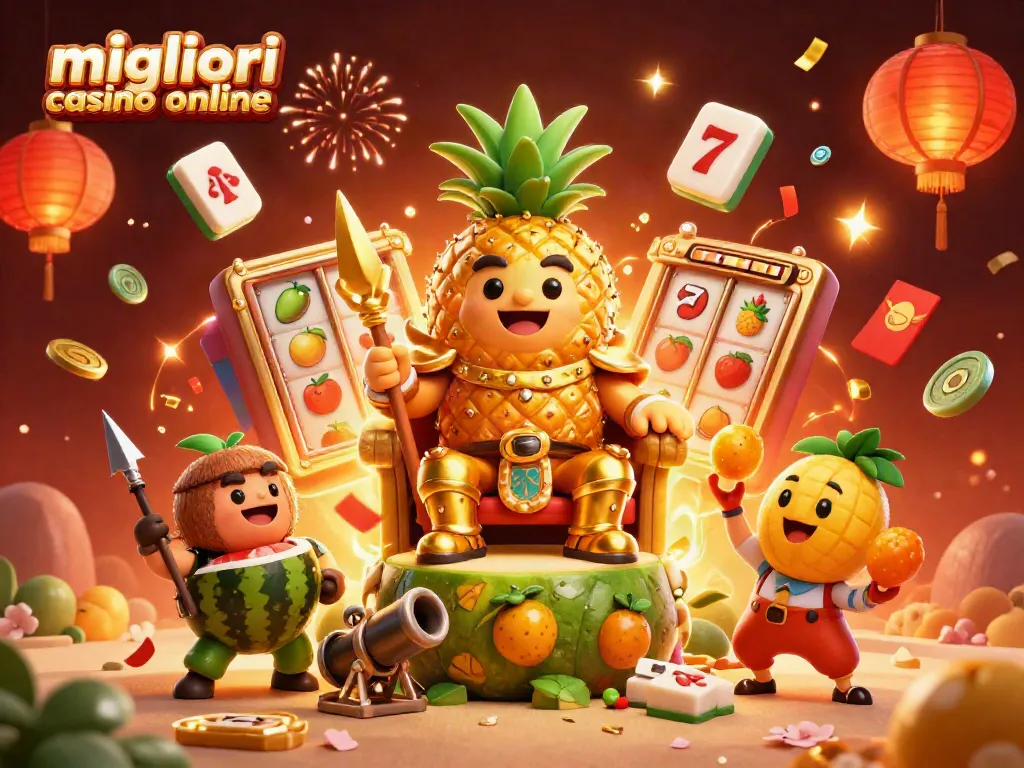 Scopri i migliori casino online con il re ananas e le guardie, in un ambiente festoso tra effetti speciali.