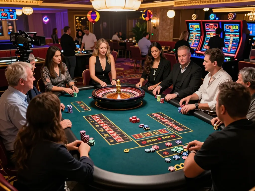 Experience the excitement of cm88 by engaging with a live dealer at a roulette table.